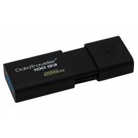 Usb flash drive kingston 256gb datatraveler dt100g3 usb 3.0 black.