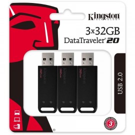 Kingston usb flash drive datatraveler® 20 3pack 32gb usb 2.0