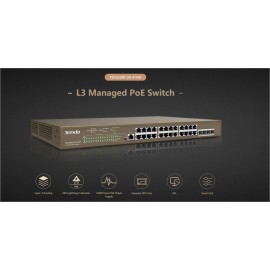 Tenda 24-port gigabit ethernet managed l3 poe switch teg5328p-24-410w standard