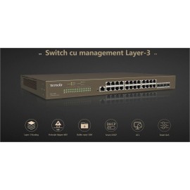 Tenda 24-port gigabit ethernet managed l3 switch teg5328f standard and