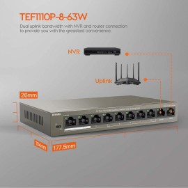 Tenda 10-port10/100mbps desktop switch with 8-port poe tef1110p-8-63w 8 x10/100
